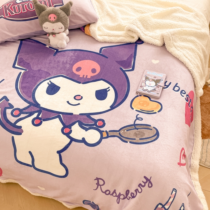 91家纺网 家纺一手货源 找家纺 金爱家 2025新款卡通多功能牛奶绒羊羔绒毛毯 羊羔绒-乐趣库洛米