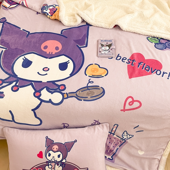 91家纺网 家纺一手货源 找家纺 金爱家 2025新款卡通多功能牛奶绒羊羔绒毛毯 羊羔绒-乐趣库洛米