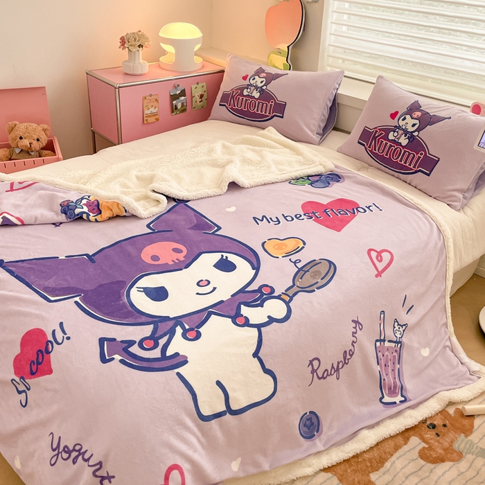 91家纺网 家纺一手货源 找家纺 金爱家 2025新款卡通多功能牛奶绒羊羔绒毛毯 羊羔绒-乐趣库洛米