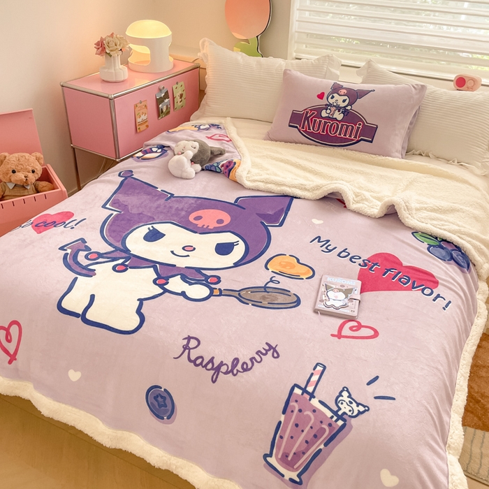 91家纺网 家纺一手货源 找家纺 金爱家 2025新款卡通多功能牛奶绒羊羔绒毛毯 羊羔绒-乐趣库洛米