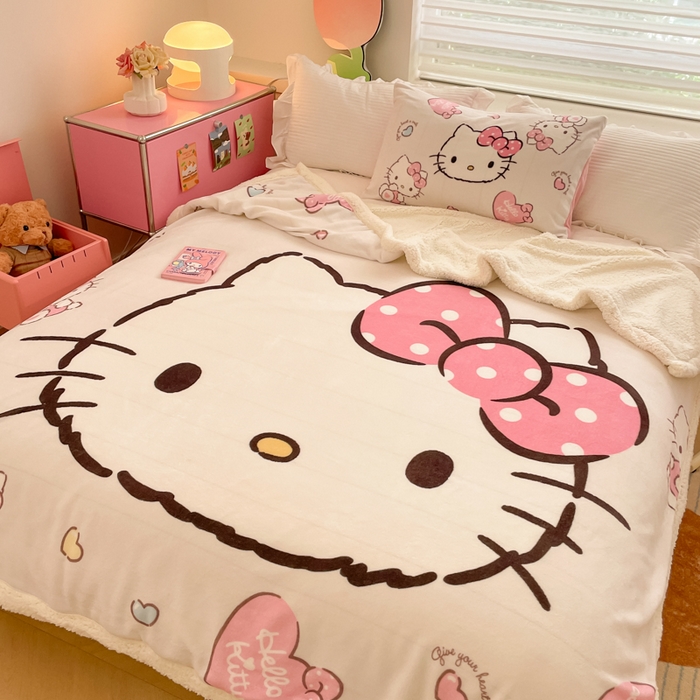 91家纺网 家纺一手货源 找家纺 金爱家 2025新款卡通多功能牛奶绒羊羔绒毛毯 羊羔绒-美美kt