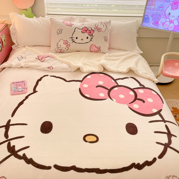 91家纺网 家纺一手货源 找家纺 金爱家 2025新款卡通多功能牛奶绒羊羔绒毛毯 羊羔绒-美美kt