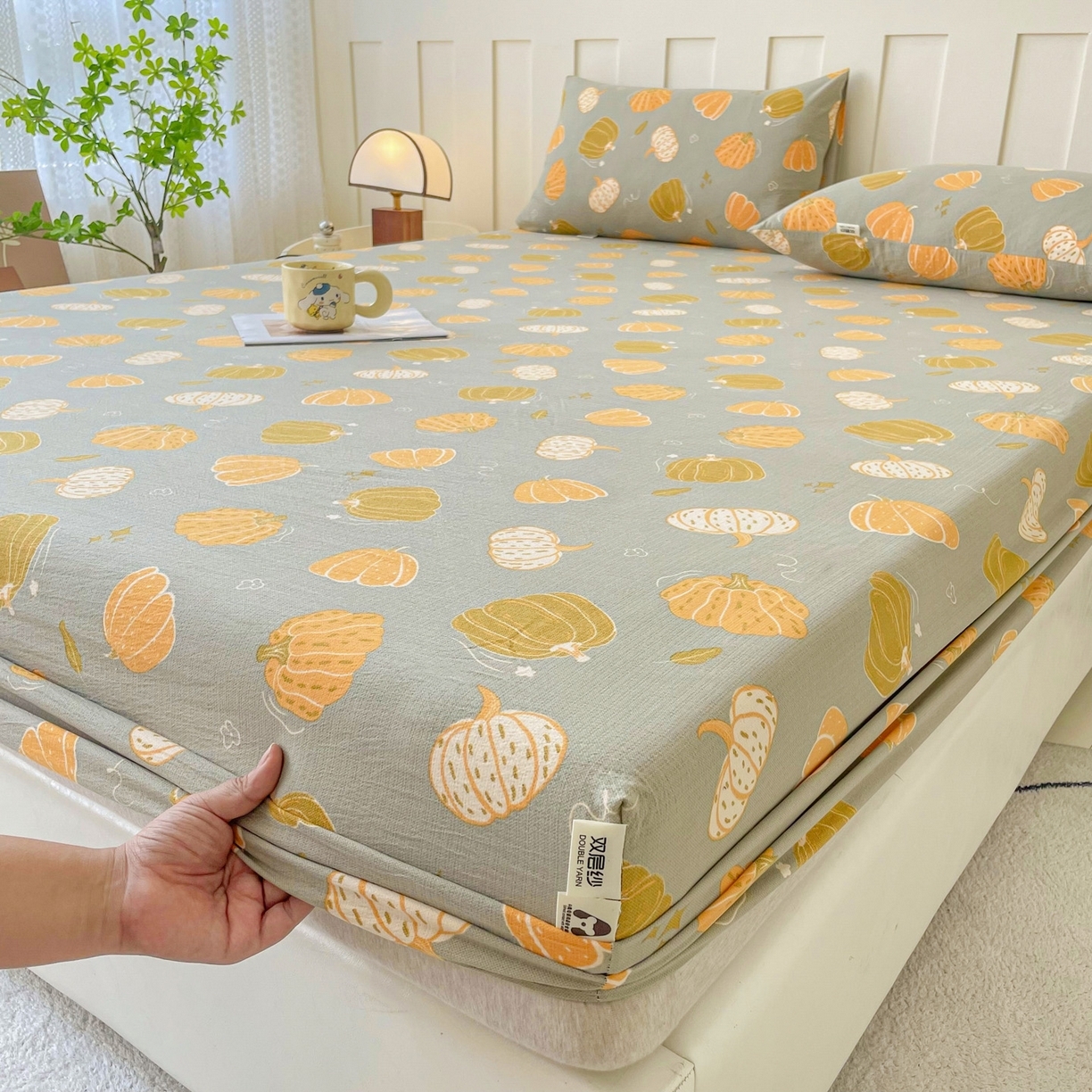 91家纺网 家纺一手货源 找家纺 （总）金泰莱 2025新款木棉双层纱印花床笠