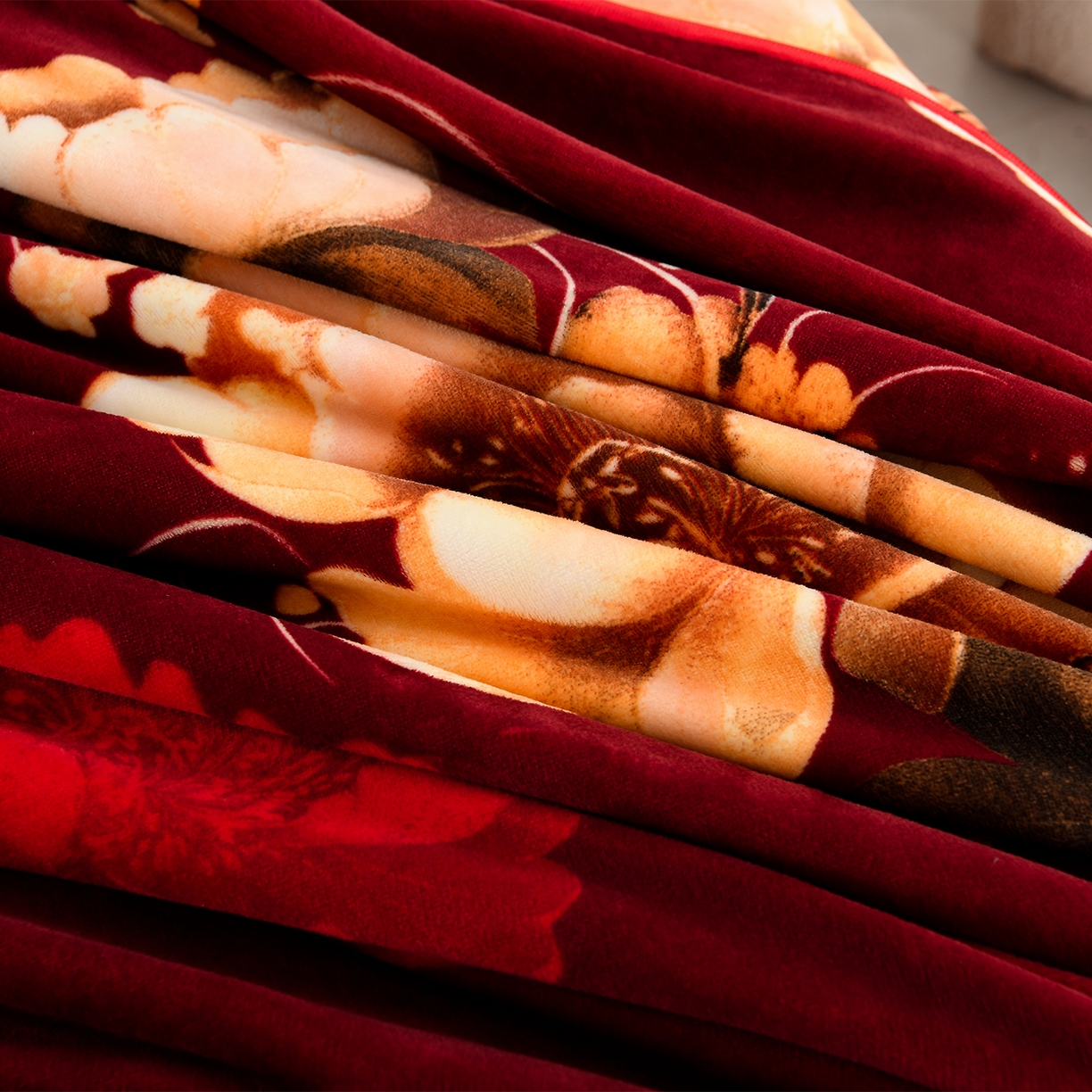 91家纺网 家纺一手货源 找家纺 贝诗梦 2025直播8.5斤高克重牛奶绒金貂法莱绒保暖四件套 花香