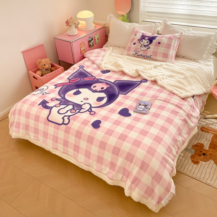 金爱家 2025新款卡通多功能牛奶绒羊羔绒毛毯 羊羔绒-甜趣库洛米