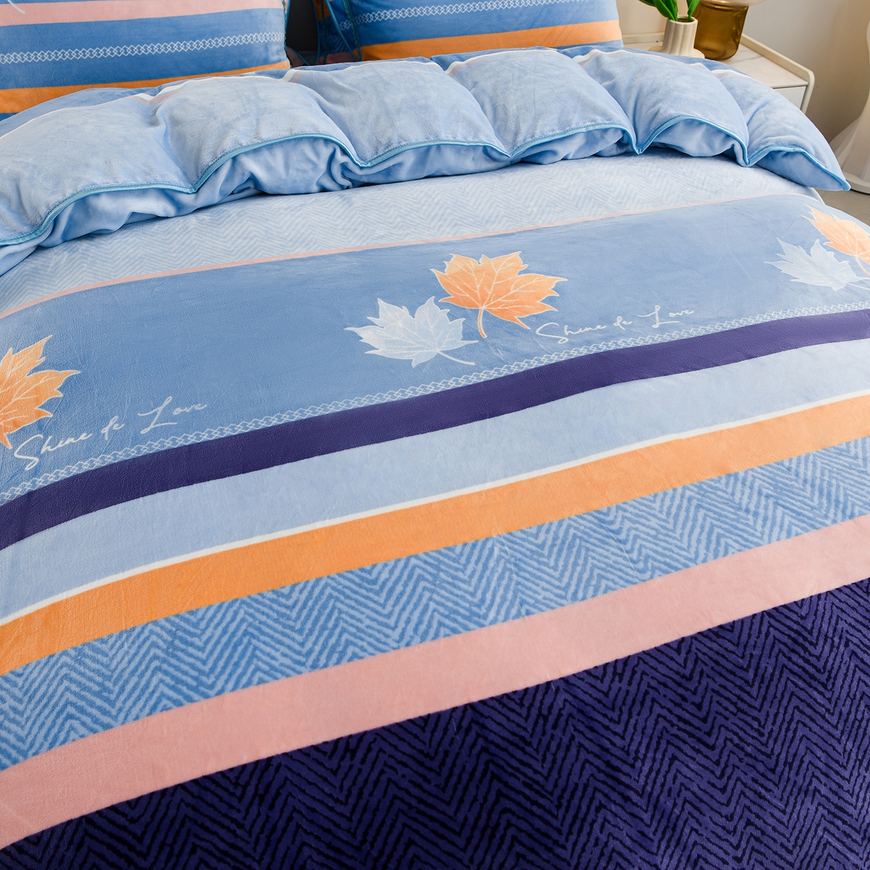 91家纺网 家纺一手货源 找家纺 贝诗梦 2025直播8.5斤高克重牛奶绒金貂法莱绒保暖四件套 冬语