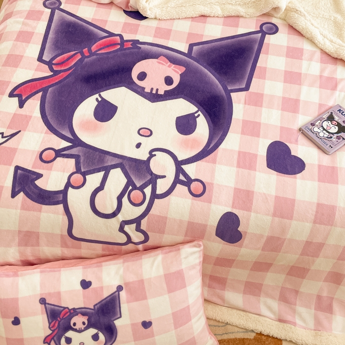 91家纺网 家纺一手货源 找家纺 金爱家 2025新款卡通多功能牛奶绒羊羔绒毛毯 羊羔绒-甜趣库洛米