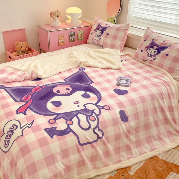 91家纺网 家纺一手货源 找家纺 金爱家 2025新款卡通多功能牛奶绒羊羔绒毛毯 羊羔绒-甜趣库洛米