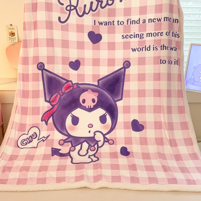 91家纺网 家纺一手货源 找家纺 金爱家 2025新款卡通多功能牛奶绒羊羔绒毛毯 羊羔绒-甜趣库洛米