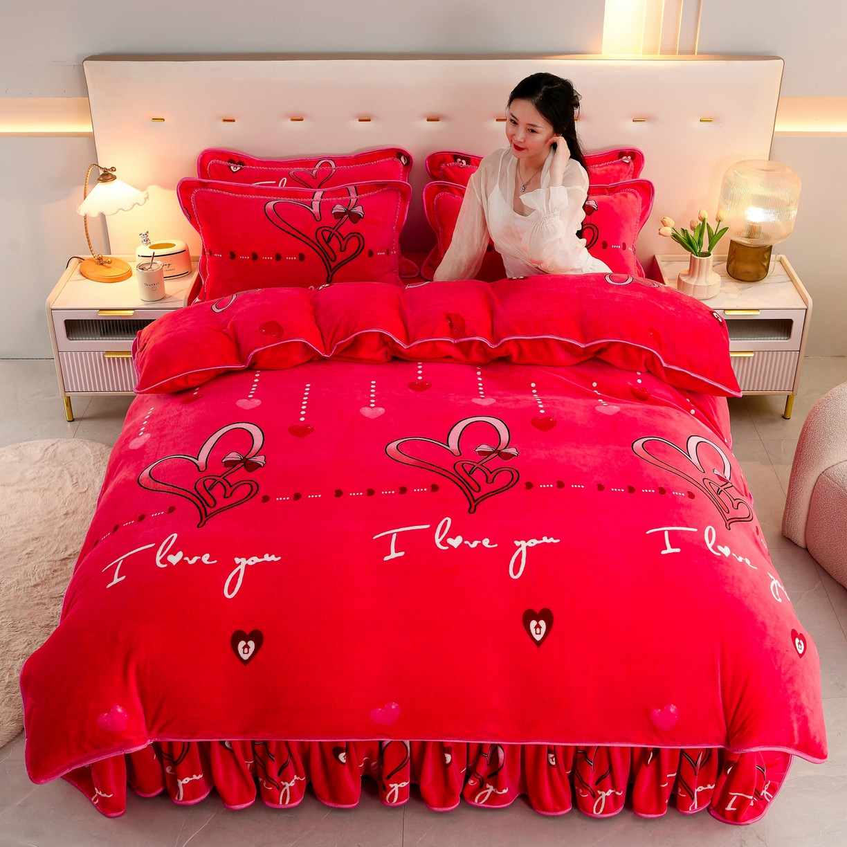 91家纺网 家纺一手货源 找家纺 贝诗梦 2025直播8.5斤高克重牛奶绒金貂法莱绒保暖四件套 一生所爱