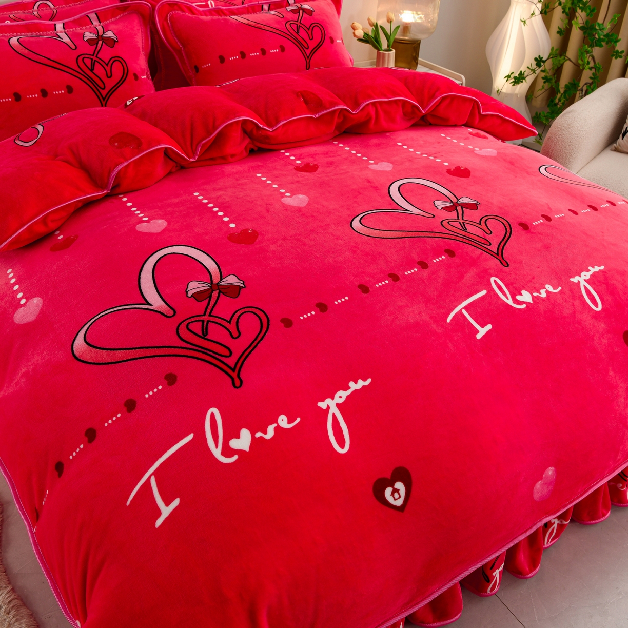 91家纺网 家纺一手货源 找家纺 贝诗梦 2025直播8.5斤高克重牛奶绒金貂法莱绒保暖四件套 一生所爱