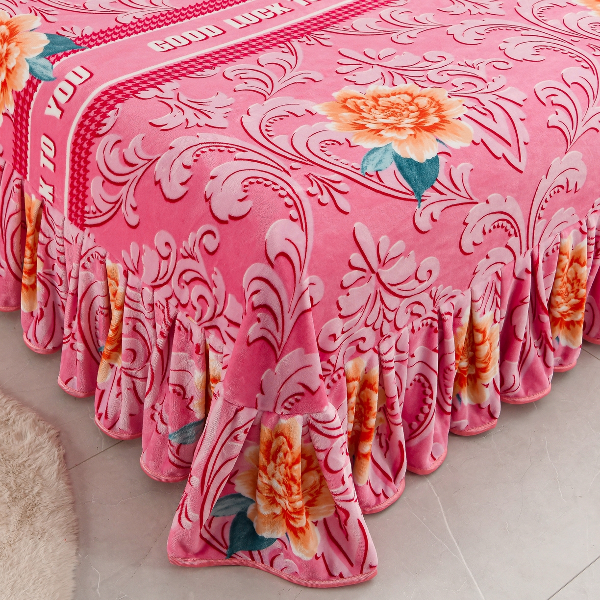 91家纺网 家纺一手货源 找家纺 贝诗梦 2025直播8.5斤高克重牛奶绒金貂法莱绒保暖四件套 小花园