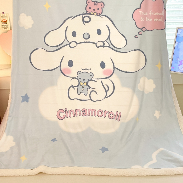 91家纺网 家纺一手货源 找家纺 金爱家 2025新款卡通多功能牛奶绒羊羔绒毛毯 羊羔绒-云朵玩偶大耳狗