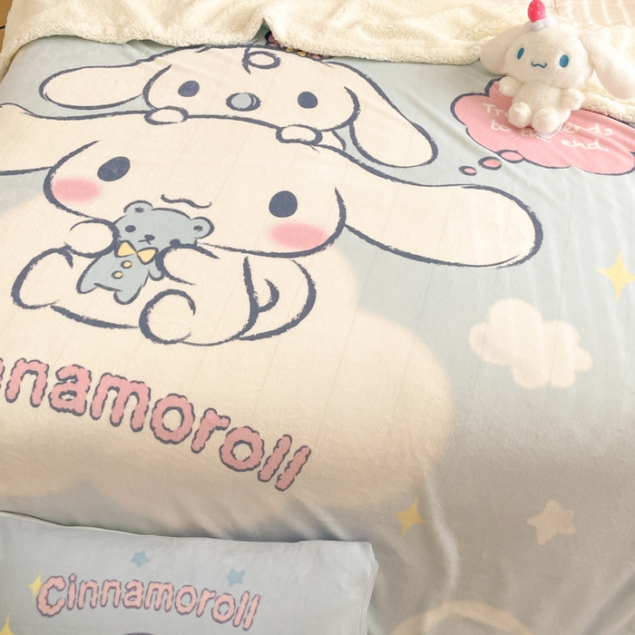 91家纺网 家纺一手货源 找家纺 金爱家 2025新款卡通多功能牛奶绒羊羔绒毛毯 羊羔绒-云朵玩偶大耳狗