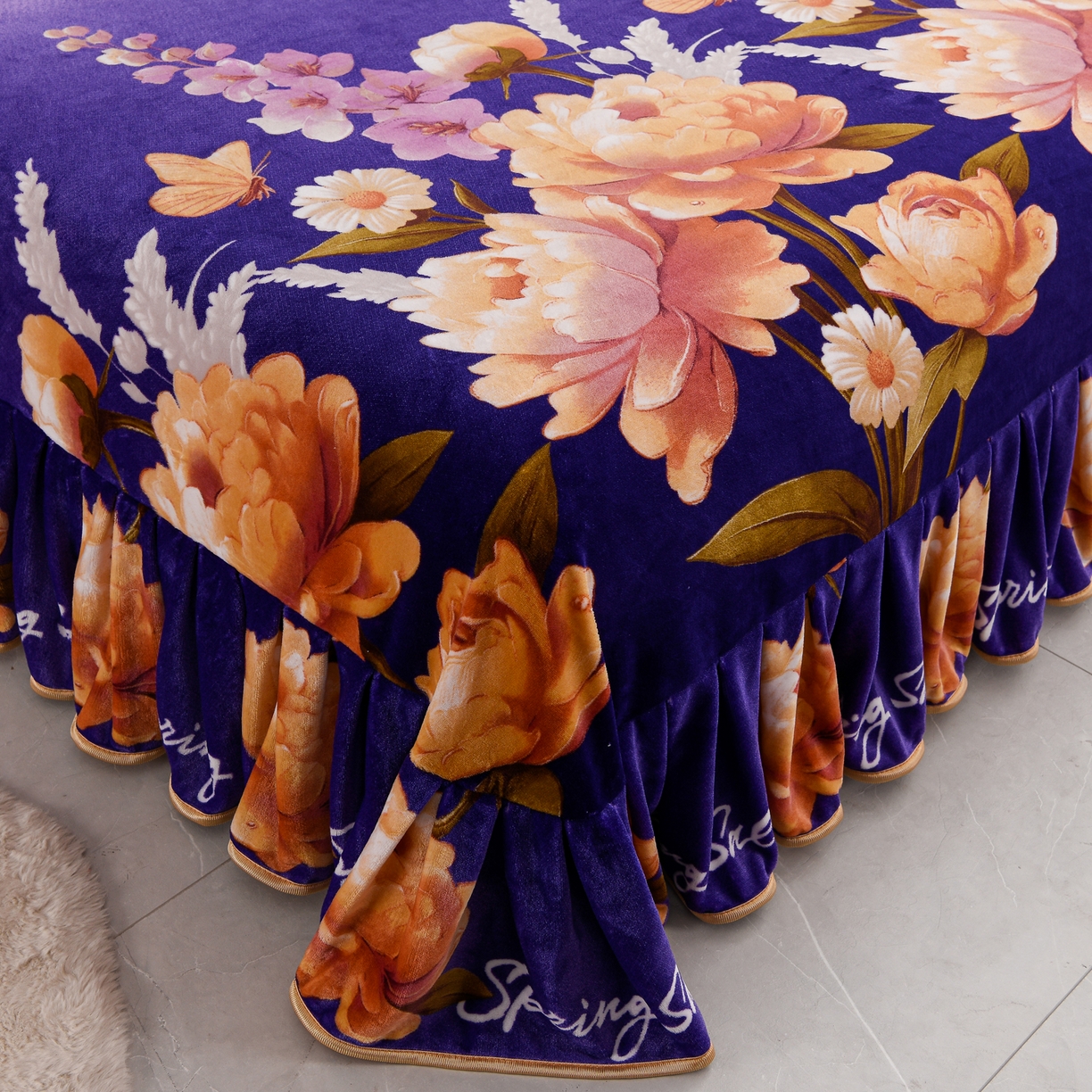 91家纺网 家纺一手货源 找家纺 贝诗梦 2025直播8.5斤高克重牛奶绒金貂法莱绒保暖四件套 姹紫嫣红