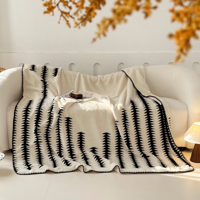 91家纺网 家纺一手货源 找家纺 晚爱家纺（原晚安家居） 2025新款跨境多功能盖毯沙发毯双面印花舒棉绒毛毯 节节高