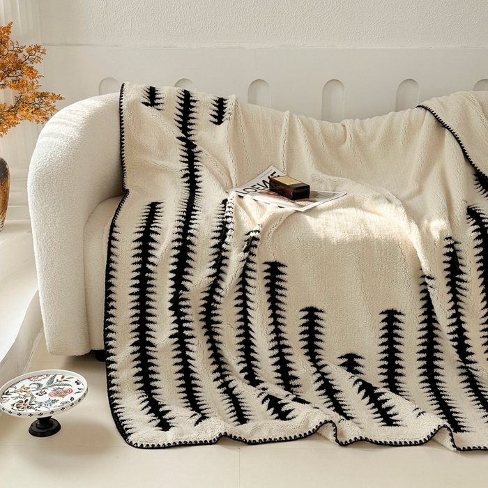 91家纺网 家纺一手货源 找家纺 晚爱家纺（原晚安家居） 2025新款跨境多功能盖毯沙发毯双面印花舒棉绒毛毯 节节高