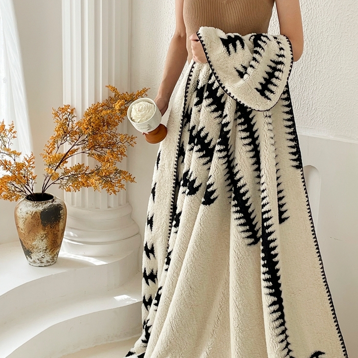 91家纺网 家纺一手货源 找家纺 晚爱家纺（原晚安家居） 2025新款跨境多功能盖毯沙发毯双面印花舒棉绒毛毯 节节高