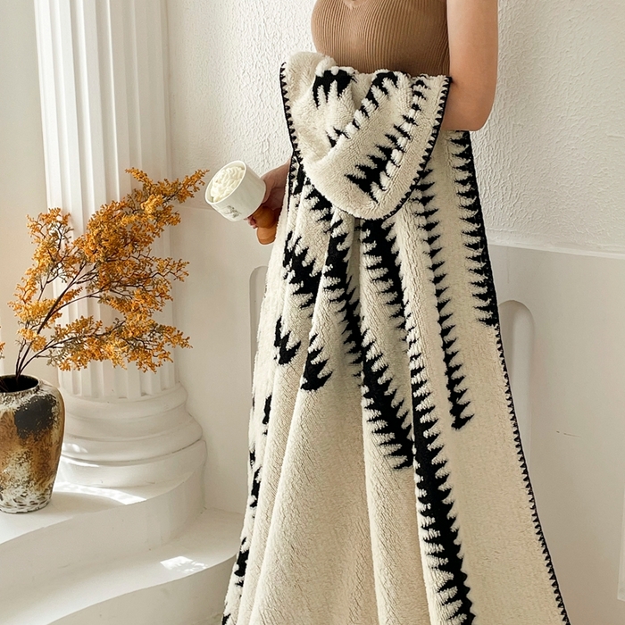 91家纺网 家纺一手货源 找家纺 晚爱家纺（原晚安家居） 2025新款跨境多功能盖毯沙发毯双面印花舒棉绒毛毯 节节高