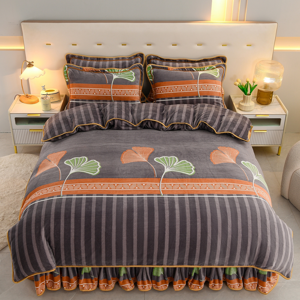 91家纺网 家纺一手货源 找家纺 贝诗梦 2025直播8.5斤高克重牛奶绒金貂法莱绒保暖四件套 一叶知秋