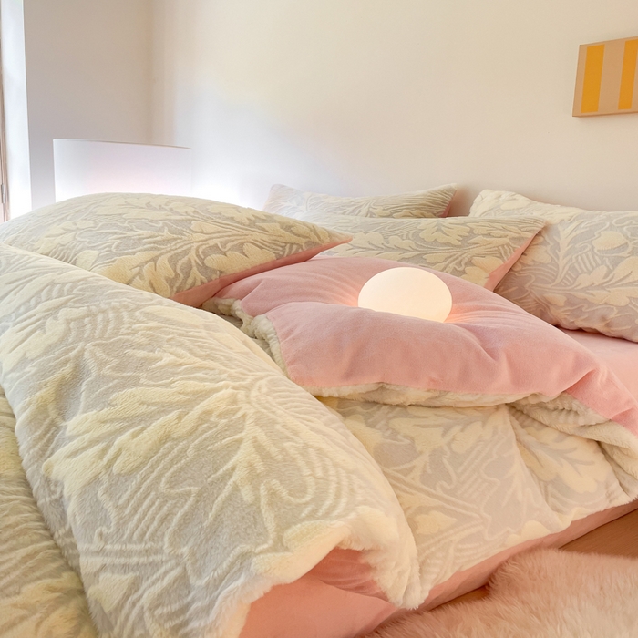 金爱家 2025新款全消光牛奶绒A类纯色獭兔毛绒立体牛奶绒四件套 兔毛罗蒂曼黄色