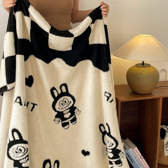 91家纺网 家纺一手货源 找家纺 晚爱家纺（原晚安家居） 2025新款跨境多功能盖毯沙发毯双面印花舒棉绒毛毯 小布布