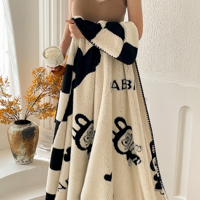 91家纺网 家纺一手货源 找家纺 晚爱家纺（原晚安家居） 2025新款跨境多功能盖毯沙发毯双面印花舒棉绒毛毯 小布布