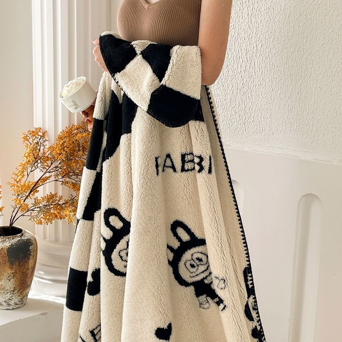 91家纺网 家纺一手货源 找家纺 晚爱家纺（原晚安家居） 2025新款跨境多功能盖毯沙发毯双面印花舒棉绒毛毯 小布布