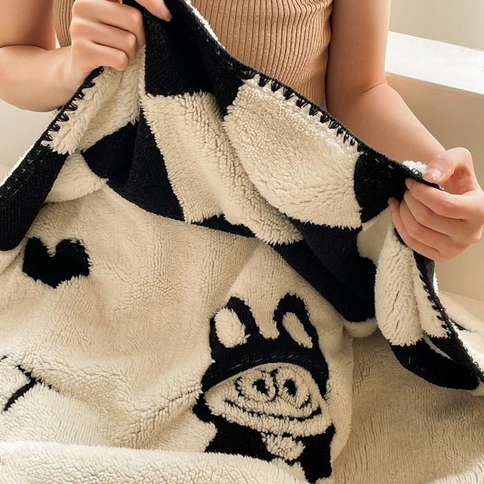 91家纺网 家纺一手货源 找家纺 晚爱家纺（原晚安家居） 2025新款跨境多功能盖毯沙发毯双面印花舒棉绒毛毯 小布布