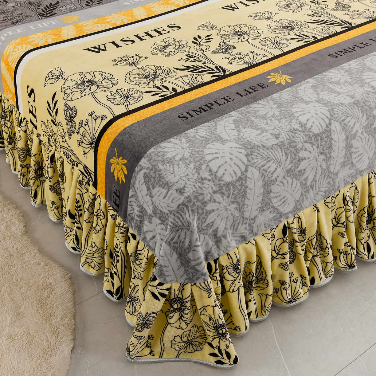 91家纺网 家纺一手货源 找家纺 贝诗梦 2025直播8.5斤高克重牛奶绒金貂法莱绒保暖四件套 朱丽叶