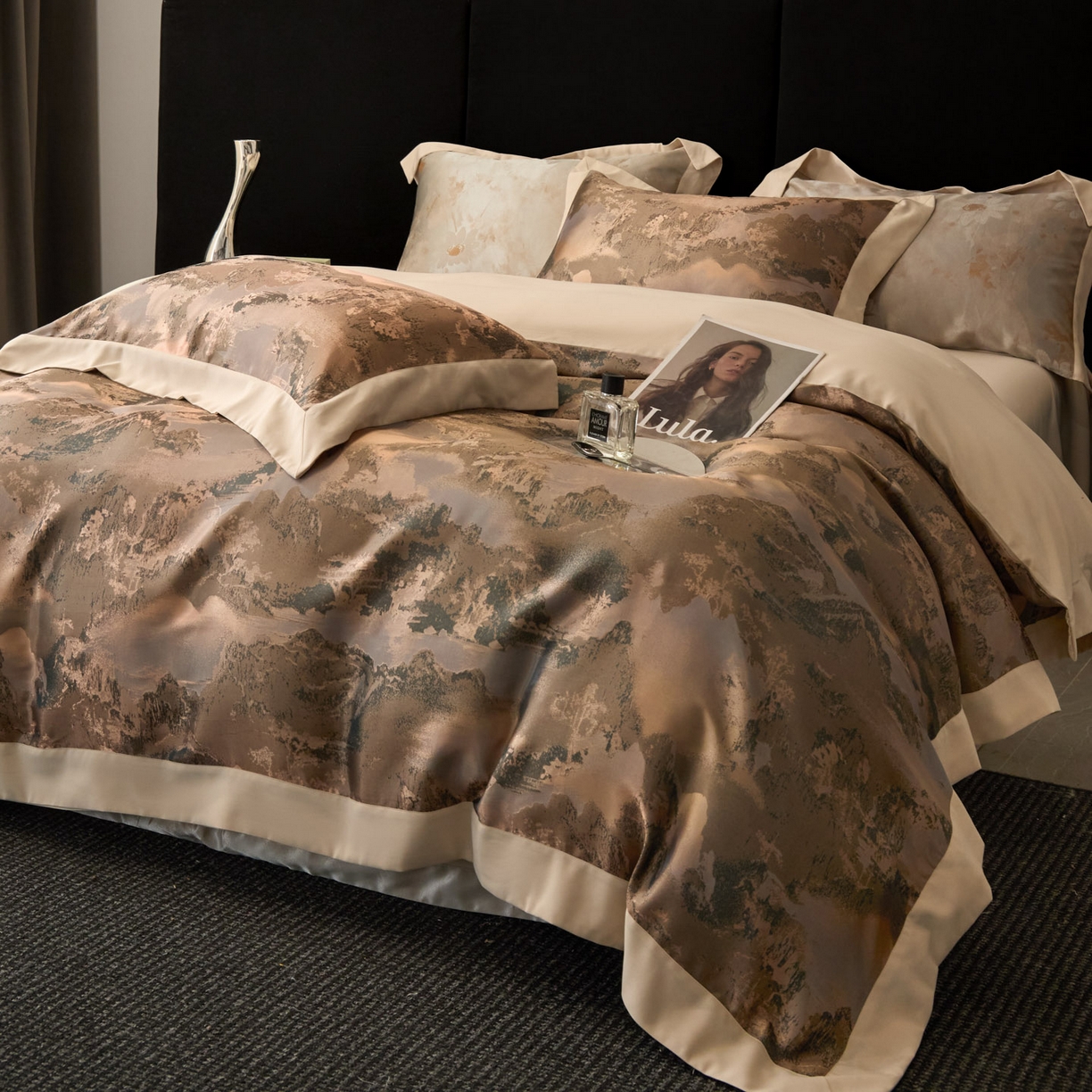 91家纺网 家纺一手货源 找家纺 莱欧纳家纺 2025新款质感多色提花四件套 忆嘉南