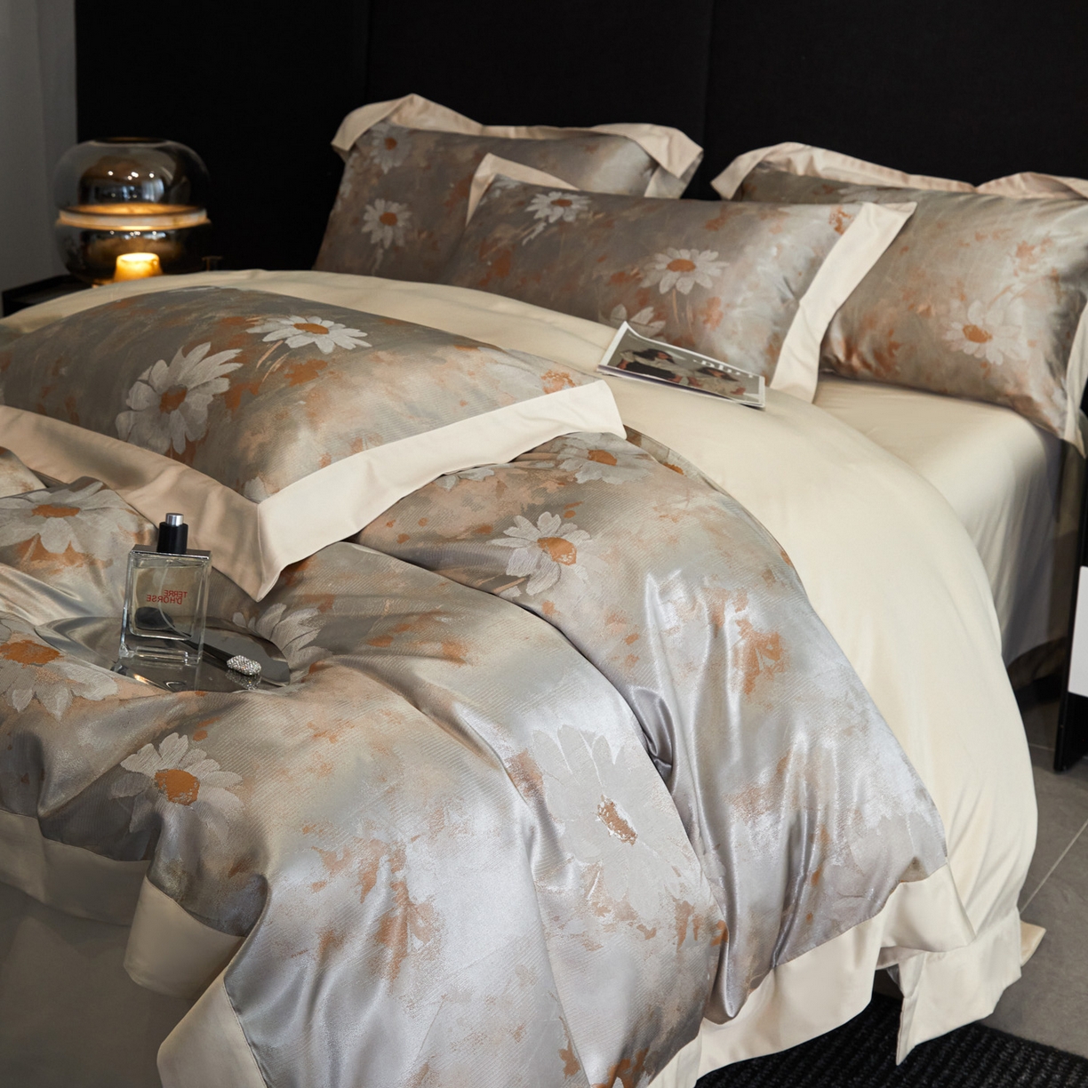 91家纺网 家纺一手货源 找家纺 莱欧纳家纺 2025新款质感多色提花四件套 克罗花雨