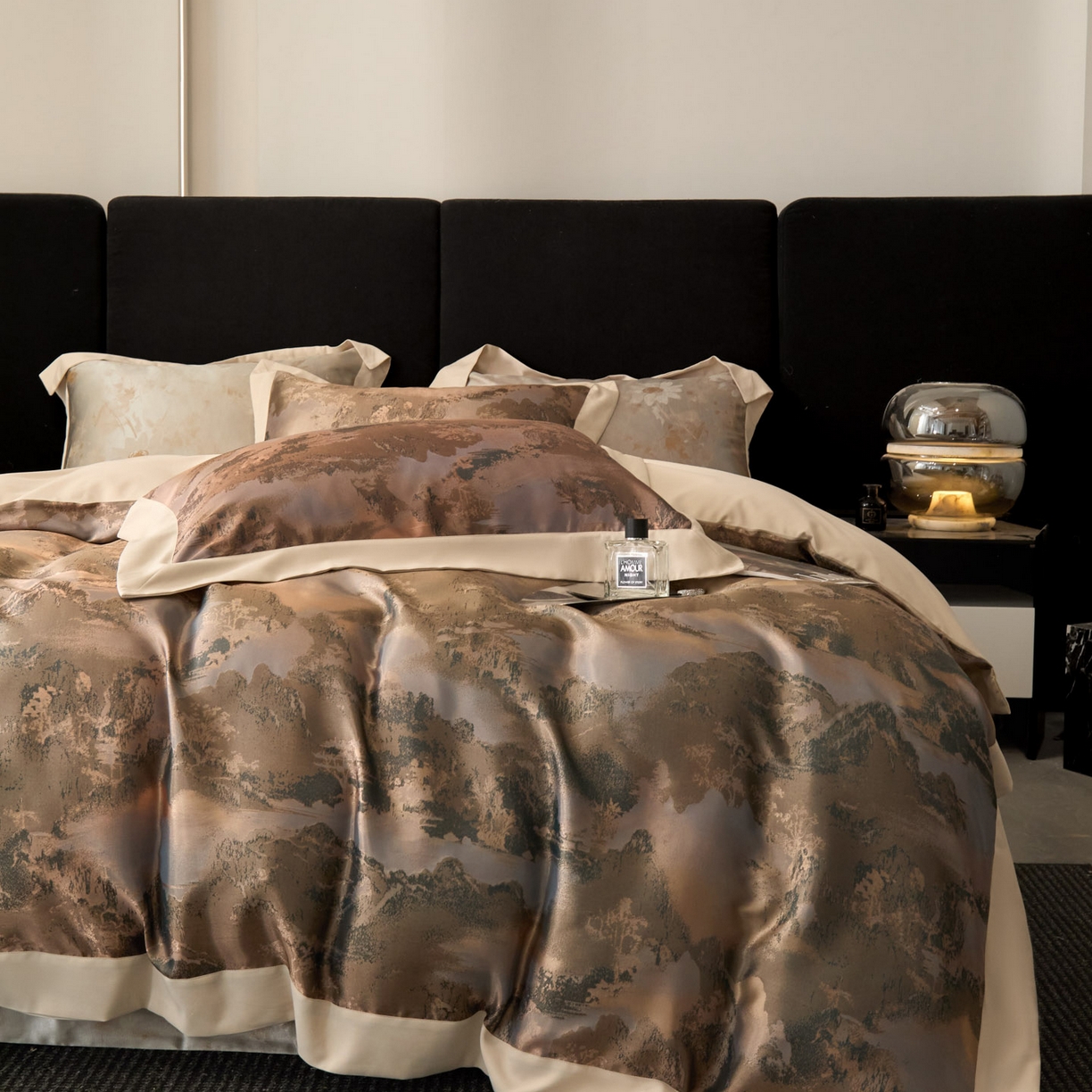 91家纺网 家纺一手货源 找家纺 莱欧纳家纺 2025新款质感多色提花四件套 忆嘉南