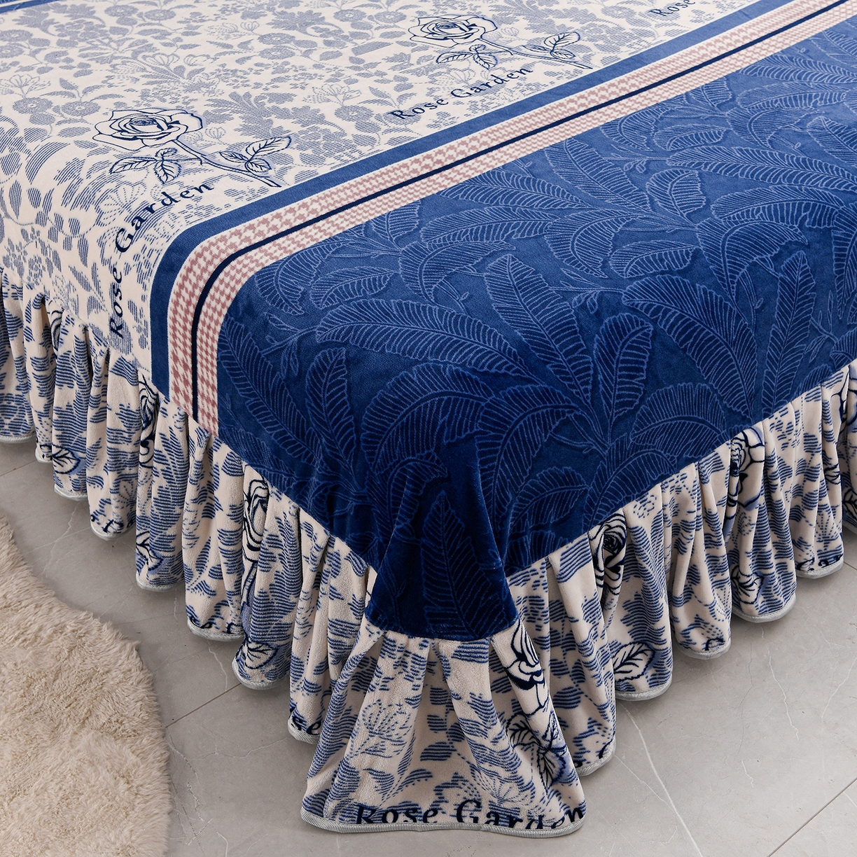 91家纺网 家纺一手货源 找家纺 贝诗梦 2025直播8.5斤高克重牛奶绒金貂法莱绒保暖四件套 玫瑰物语