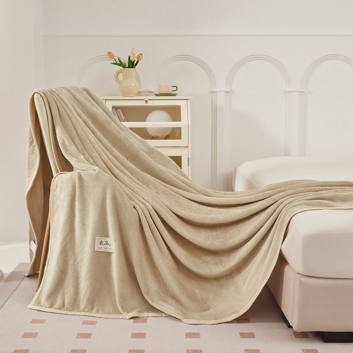 91家纺网 家纺一手货源 找家纺 肖恩毯业 2025新款高克重日式良品牛奶绒毛毯盖毯办公室休闲毯跨境专供外贸出口 复古棕
