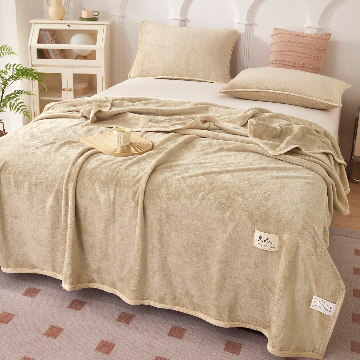 91家纺网 家纺一手货源 找家纺 肖恩毯业 2025新款高克重日式良品牛奶绒毛毯盖毯办公室休闲毯跨境专供外贸出口 复古棕