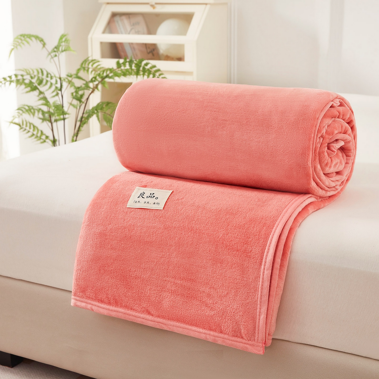 91家纺网 家纺一手货源 找家纺 肖恩毯业 2025新款高克重日式良品牛奶绒毛毯盖毯办公室休闲毯跨境专供外贸出口 暖粉