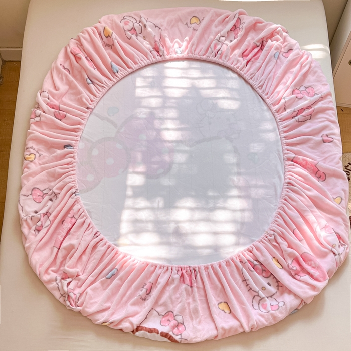 91家纺网 家纺一手货源 找家纺 金爱家 2025新款高克重牛奶绒单品系列保暖床单床笠单件 绒-D爱心kt