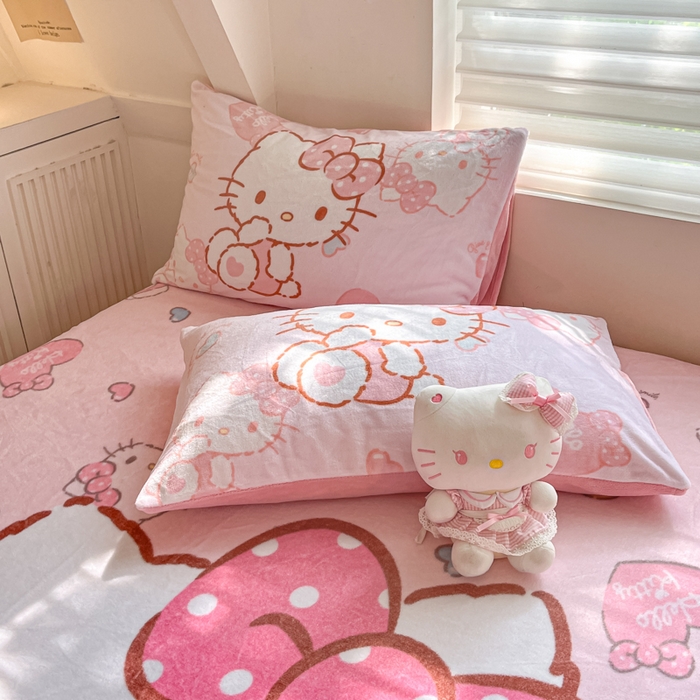 91家纺网 家纺一手货源 找家纺 金爱家 2025新款高克重牛奶绒单品系列保暖床单床笠单件 绒-D爱心kt