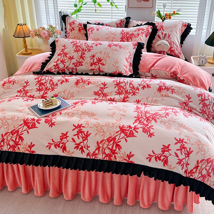 91家纺网 家纺一手货源 找家纺 望淮家纺 2025新款韩版牛奶绒四件套 芳华