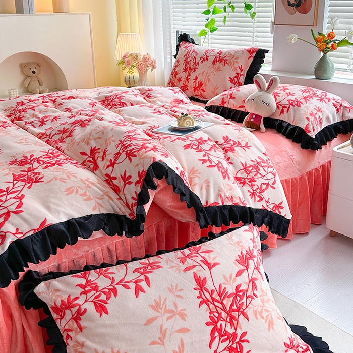 91家纺网 家纺一手货源 找家纺 望淮家纺 2025新款韩版牛奶绒四件套 芳华