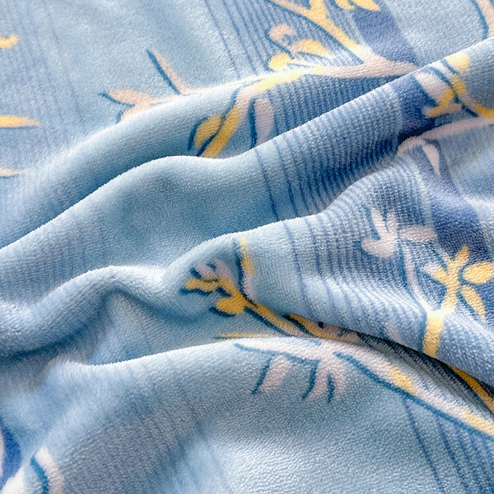 91家纺网 家纺一手货源 找家纺 望淮家纺 2025新款韩版牛奶绒四件套 梦幻丛林-蓝