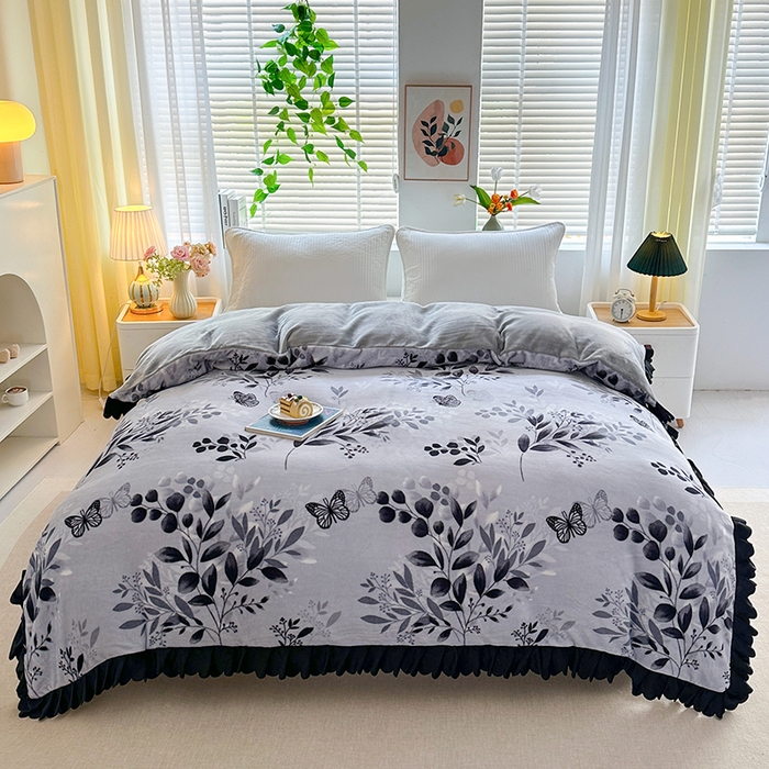 91家纺网 家纺一手货源 找家纺 望淮家纺 2025新款韩版牛奶绒四件套 梦里水乡