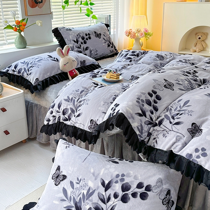 91家纺网 家纺一手货源 找家纺 望淮家纺 2025新款韩版牛奶绒四件套 梦里水乡