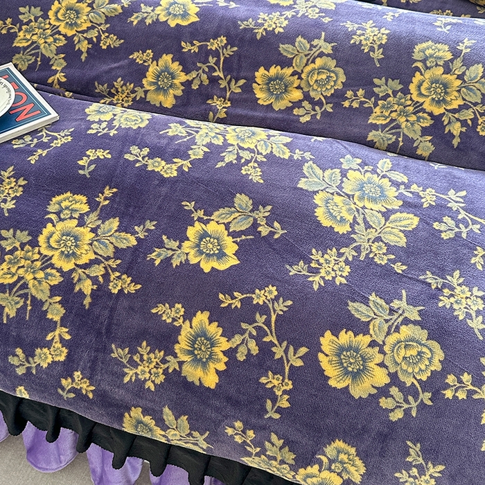 91家纺网 家纺一手货源 找家纺 望淮家纺 2025新款韩版牛奶绒四件套 紫气东来