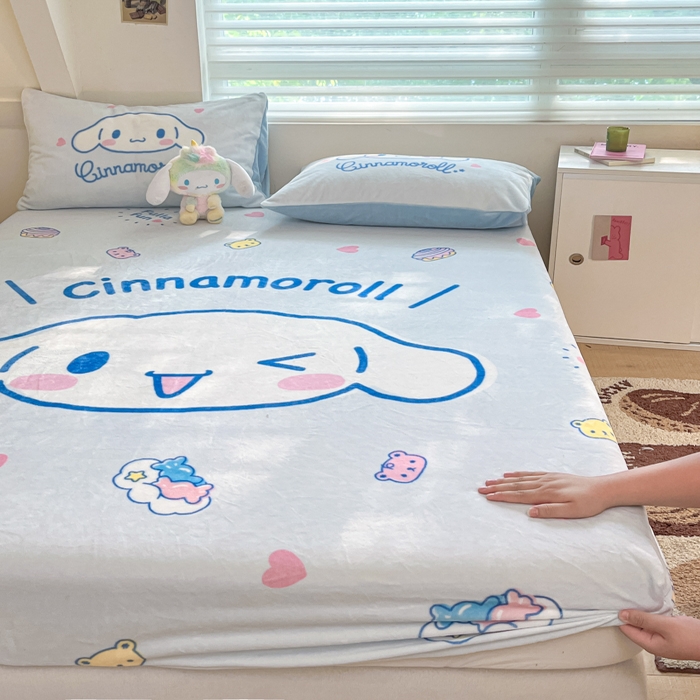 91家纺网 家纺一手货源 找家纺 金爱家 2025新款高克重牛奶绒单品系列保暖床单床笠单件 绒-D开心大耳狗