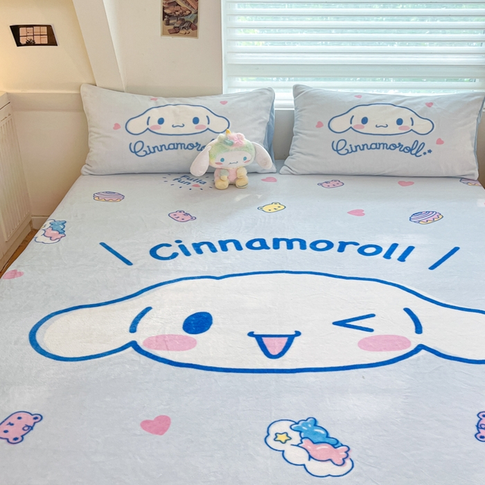 91家纺网 家纺一手货源 找家纺 金爱家 2025新款高克重牛奶绒单品系列保暖床单床笠单件 绒-D开心大耳狗