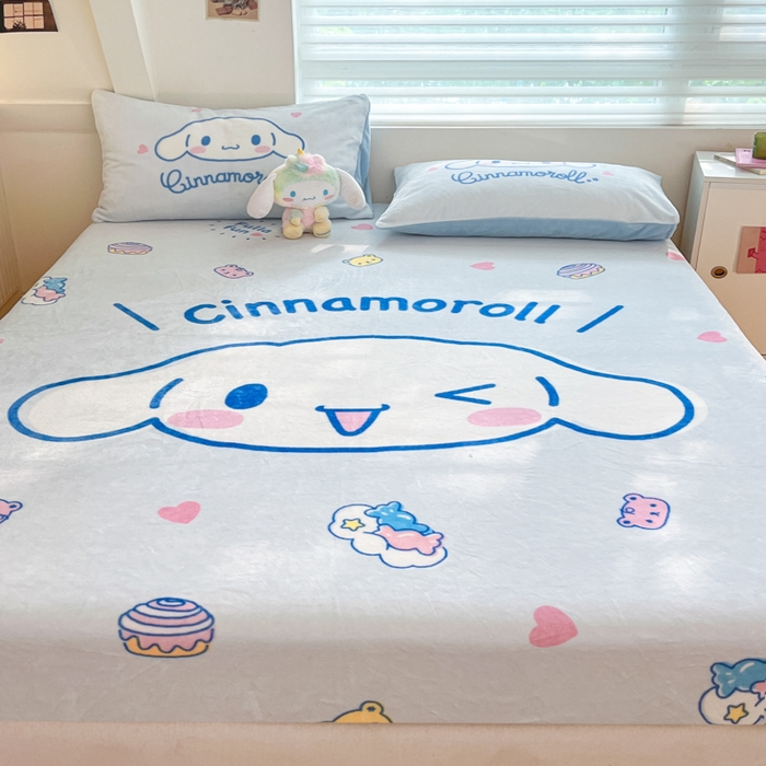 91家纺网 家纺一手货源 找家纺 金爱家 2025新款高克重牛奶绒单品系列保暖床单床笠单件 绒-D开心大耳狗