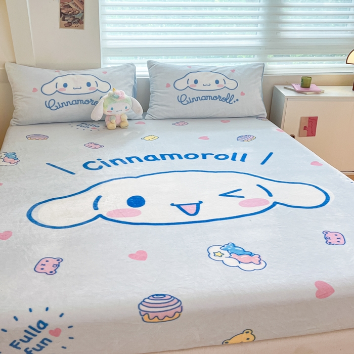 91家纺网 家纺一手货源 找家纺 金爱家 2025新款高克重牛奶绒单品系列保暖床单床笠单件 绒-D开心大耳狗