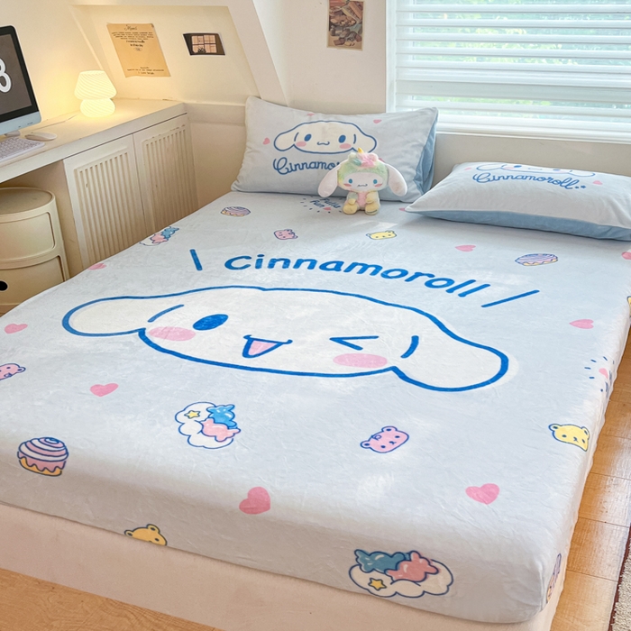 91家纺网 家纺一手货源 找家纺 金爱家 2025新款高克重牛奶绒单品系列保暖床单床笠单件 绒-D开心大耳狗